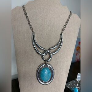 Silver and Turquoise Pendant Necklace